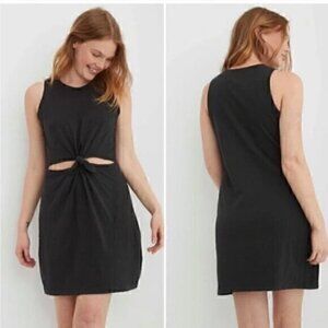 Aerie black cut out knot dress